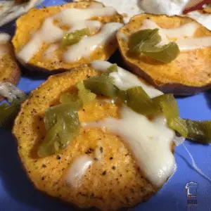 Cheesy Sweet Potato with Pickled Jalapeno