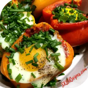 Chickpea & Egg Stuffed Peppers with Harissa by SKBRECIPES.COM